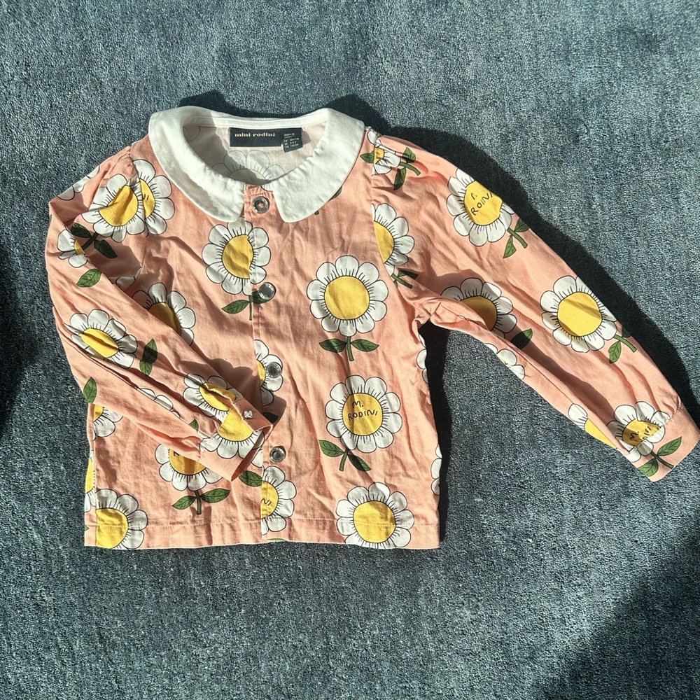 Mini Rodini Kids Floral Shirt with Collar